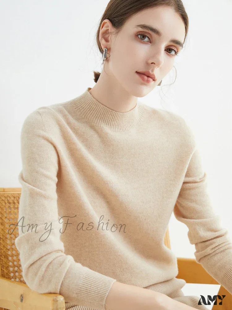 100% Merino Wool Cashmere Women Knitted Long Sleeve Pullovers Autumn Winter Warm Sweater - Image 10