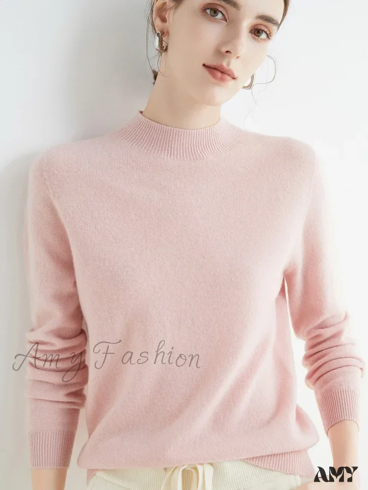 100% Merino Wool Cashmere Women Knitted Long Sleeve Pullovers Autumn Winter Warm Sweater - Image 11