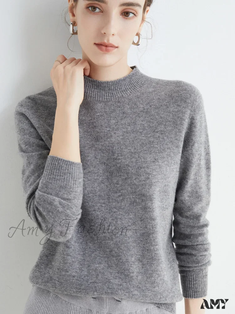 100% Merino Wool Cashmere Women Knitted Long Sleeve Pullovers Autumn Winter Warm Sweater - Image 12