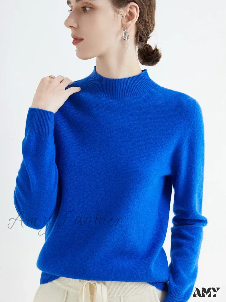 100% Merino Wool Cashmere Women Knitted Long Sleeve Pullovers Autumn Winter Warm Sweater - Image 13