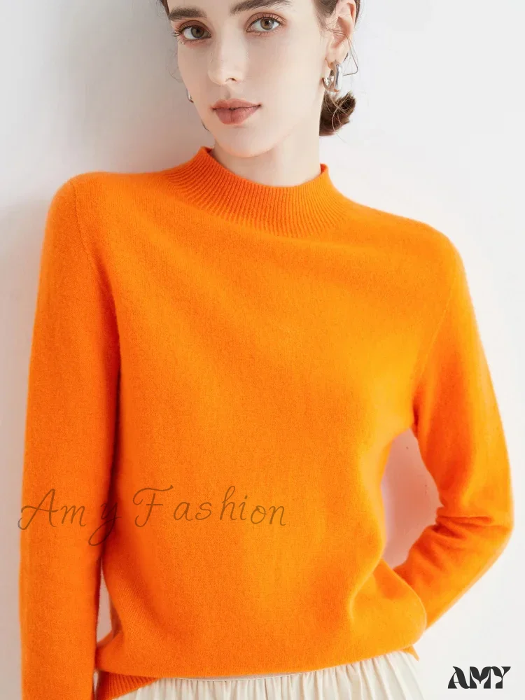 100% Merino Wool Cashmere Women Knitted Long Sleeve Pullovers Autumn Winter Warm Sweater - Image 14