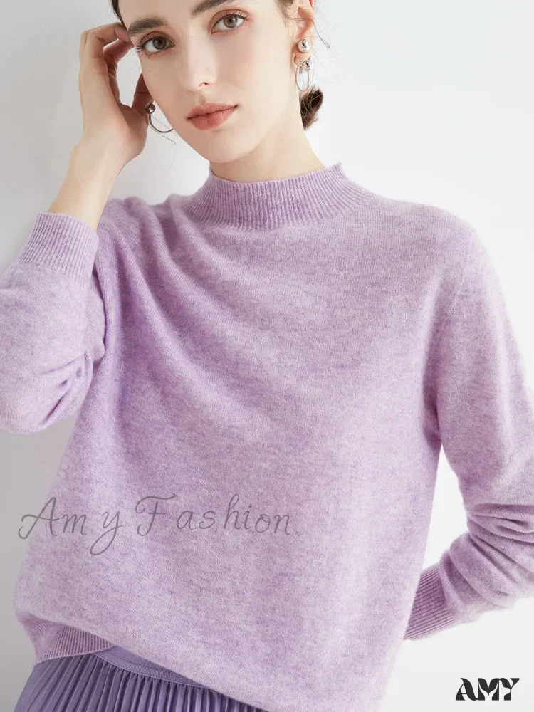100% Merino Wool Cashmere Women Knitted Long Sleeve Pullovers Autumn Winter Warm Sweater - Image 15