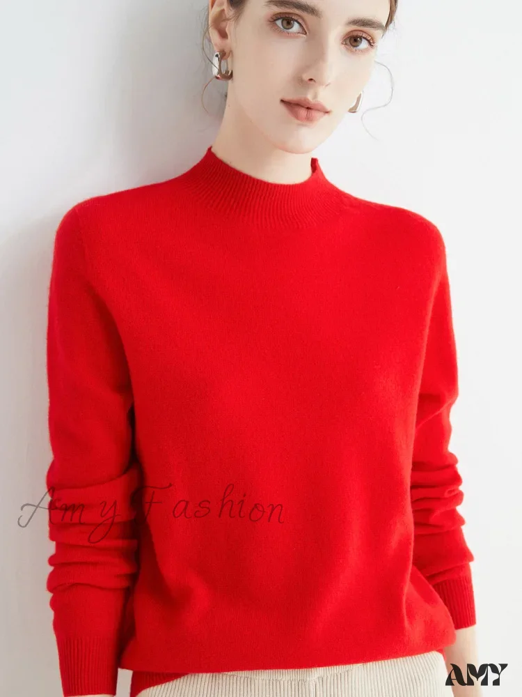100% Merino Wool Cashmere Women Knitted Long Sleeve Pullovers Autumn Winter Warm Sweater - Image 16