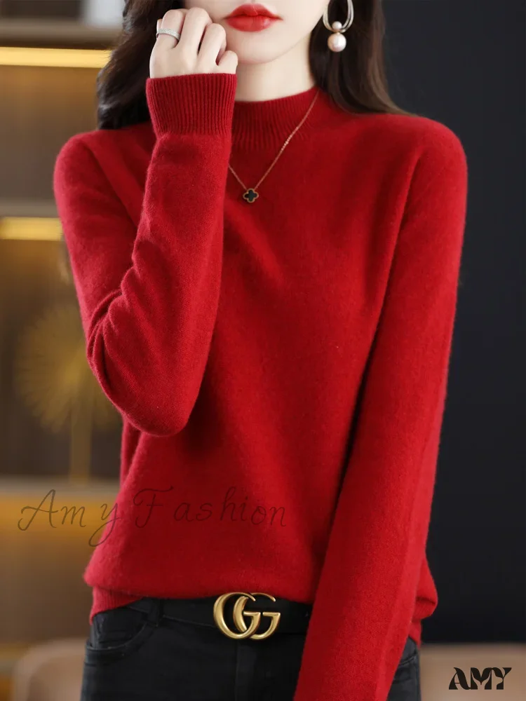 100% Merino Wool Cashmere Women Knitted Long Sleeve Pullovers Autumn Winter Warm Sweater - Image 17