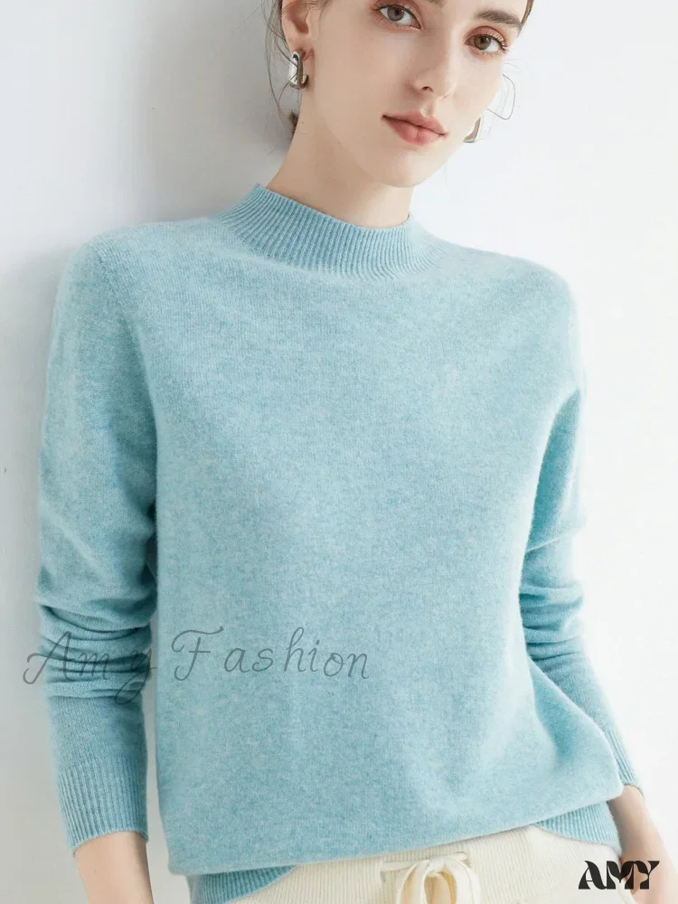 100% Merino Wool Cashmere Women Knitted Long Sleeve Pullovers Autumn Winter Warm Sweater - Image 18