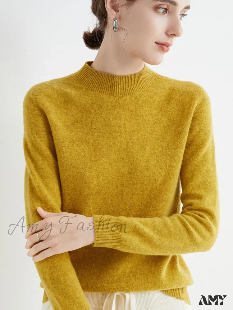 100% Merino Wool Cashmere Women Knitted Long Sleeve Pullovers Autumn Winter Warm Sweater - Image 19