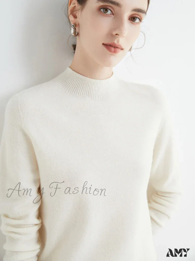 100% Merino Wool Cashmere Women Knitted Long Sleeve Pullovers Autumn Winter Warm Sweater - Image 21