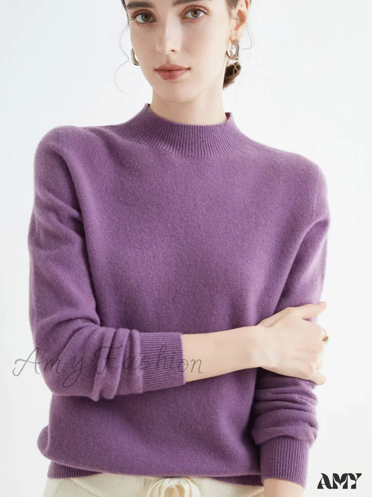 100% Merino Wool Cashmere Women Knitted Long Sleeve Pullovers Autumn Winter Warm Sweater - Image 22