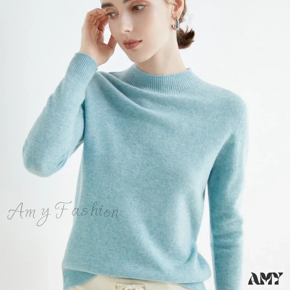 100% Merino Wool Cashmere Women Knitted Long Sleeve Pullovers Autumn Winter Warm Sweater - Image 5