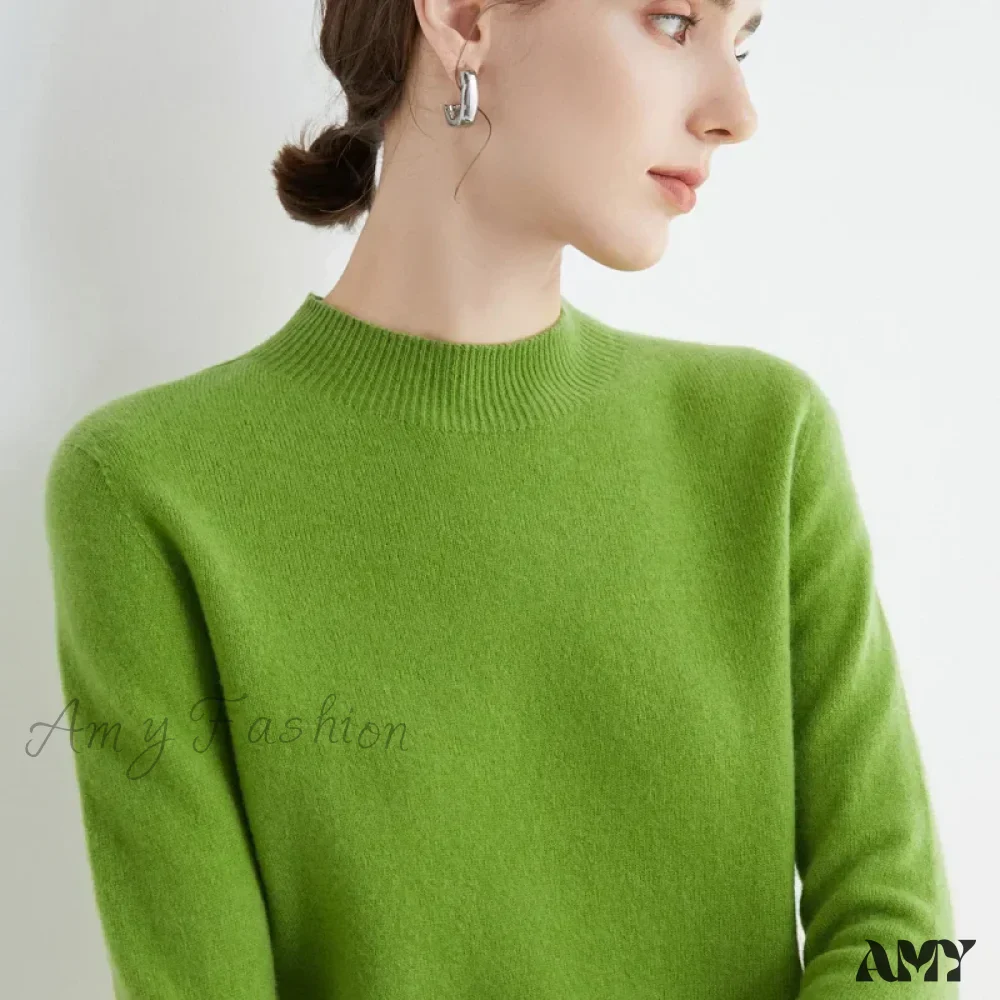 100% Merino Wool Cashmere Women Knitted Long Sleeve Pullovers Autumn Winter Warm Sweater - Image 6