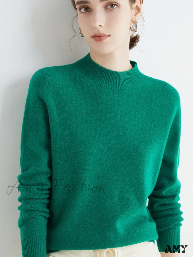 100% Merino Wool Cashmere Women Knitted Long Sleeve Pullovers Autumn Winter Warm Sweater - Image 7