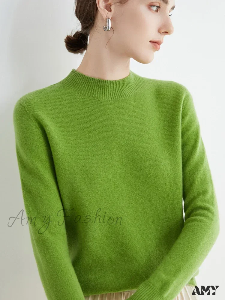 100% Merino Wool Cashmere Women Knitted Long Sleeve Pullovers Autumn Winter Warm Sweater - Image 9