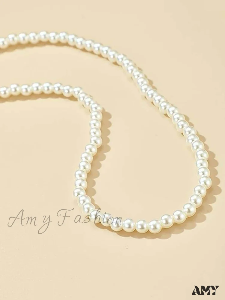 Amy Fashion - 1pc Simple Faux Pearl Necklace - Image 3