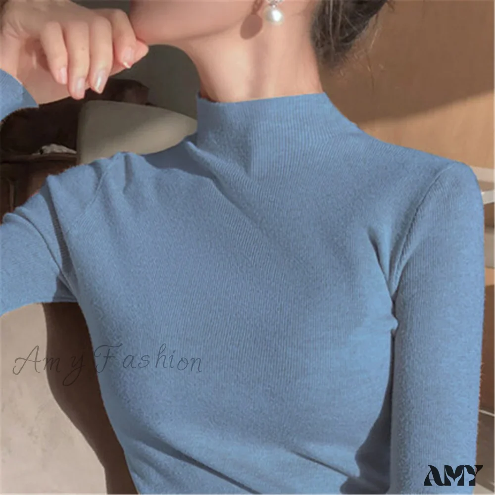 Amy Fashion - Knitted Turtleneck Pullovers Top - Image 10