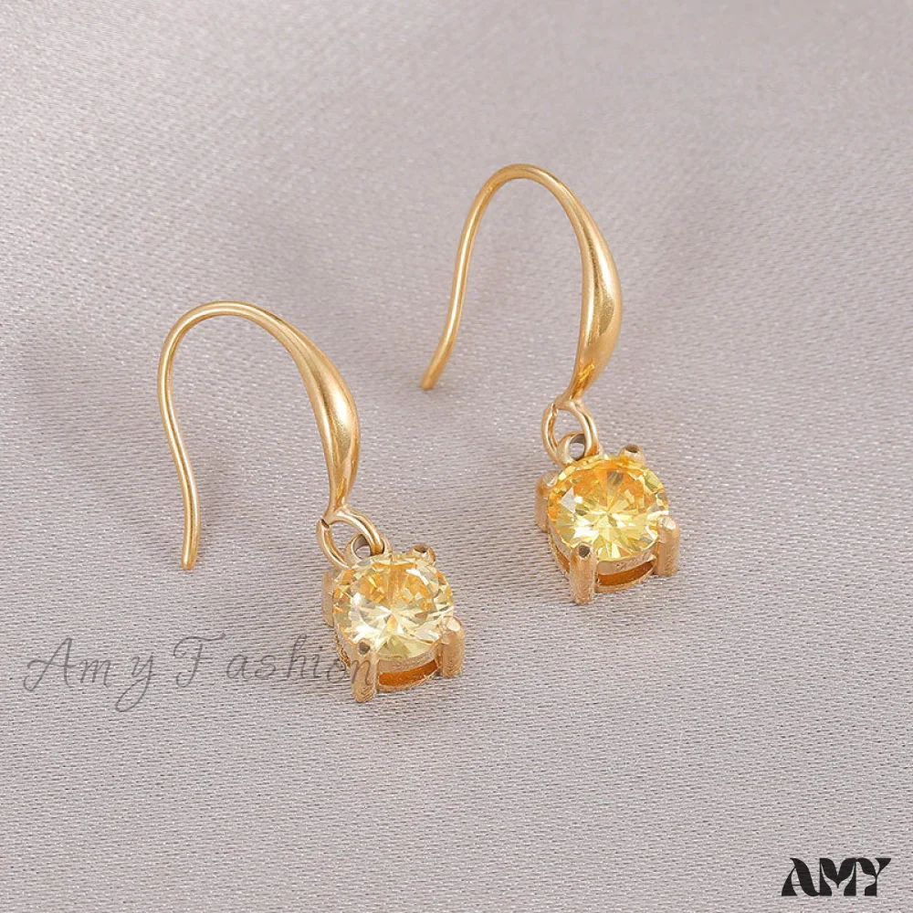 New Arrival Titanium Steel Colorful Stone Earrings - Image 4