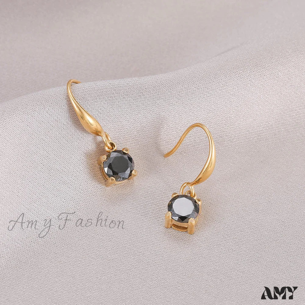 New Arrival Titanium Steel Colorful Stone Earrings - Image 7
