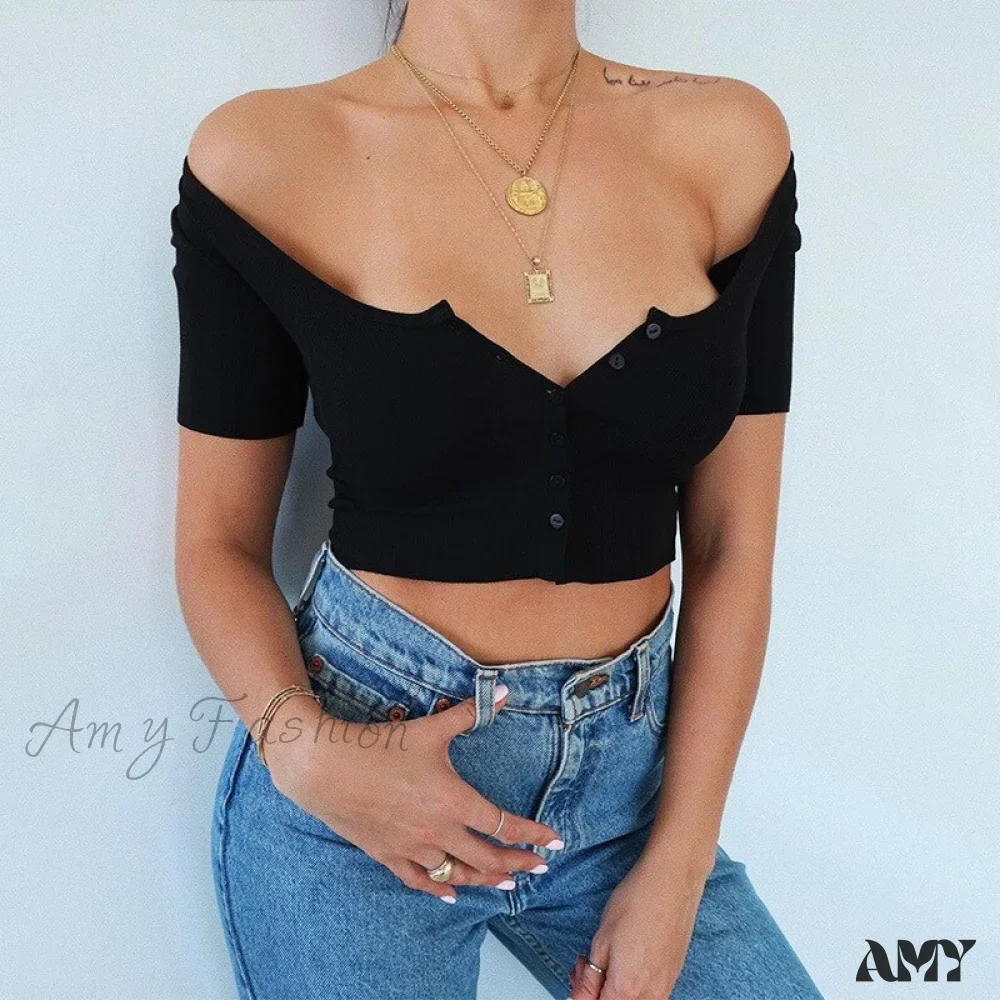 Amy Fashion - Corset Skinny Knitted Tee - Image 3