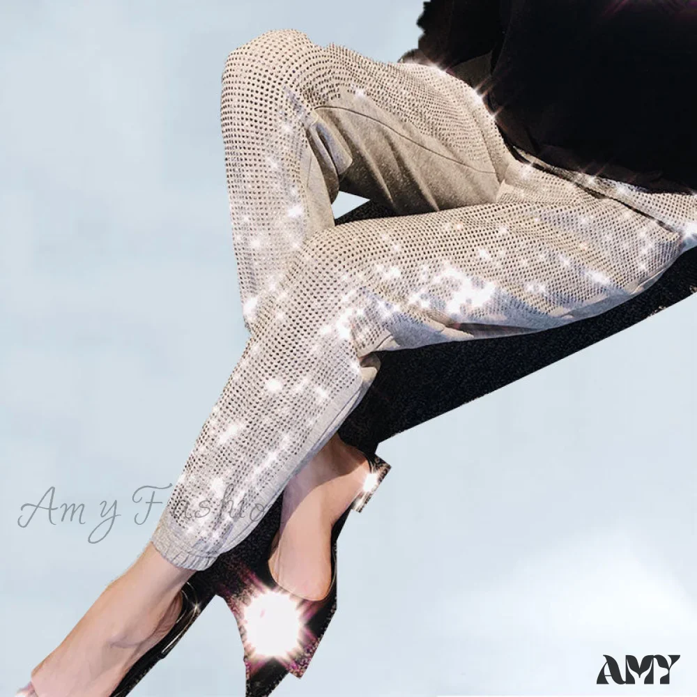 Amy Fashion - Casual Loose 5XL Shiny Fashion Loose Pants