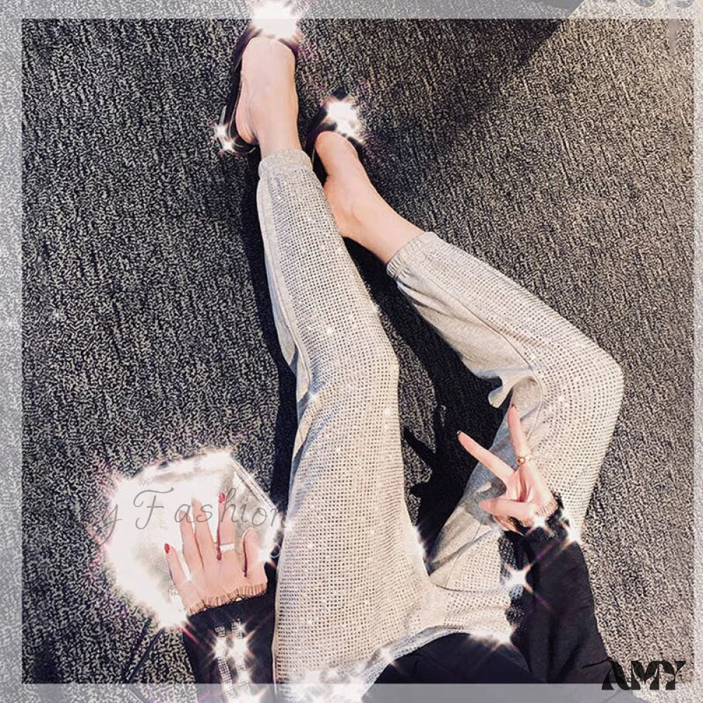 Amy Fashion - Casual Loose 5XL Shiny Fashion Loose Pants - Image 2