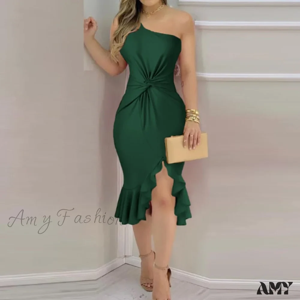 Amy Fashion - Elegant Solid Velvet Bodycon Party Dress - Image 4