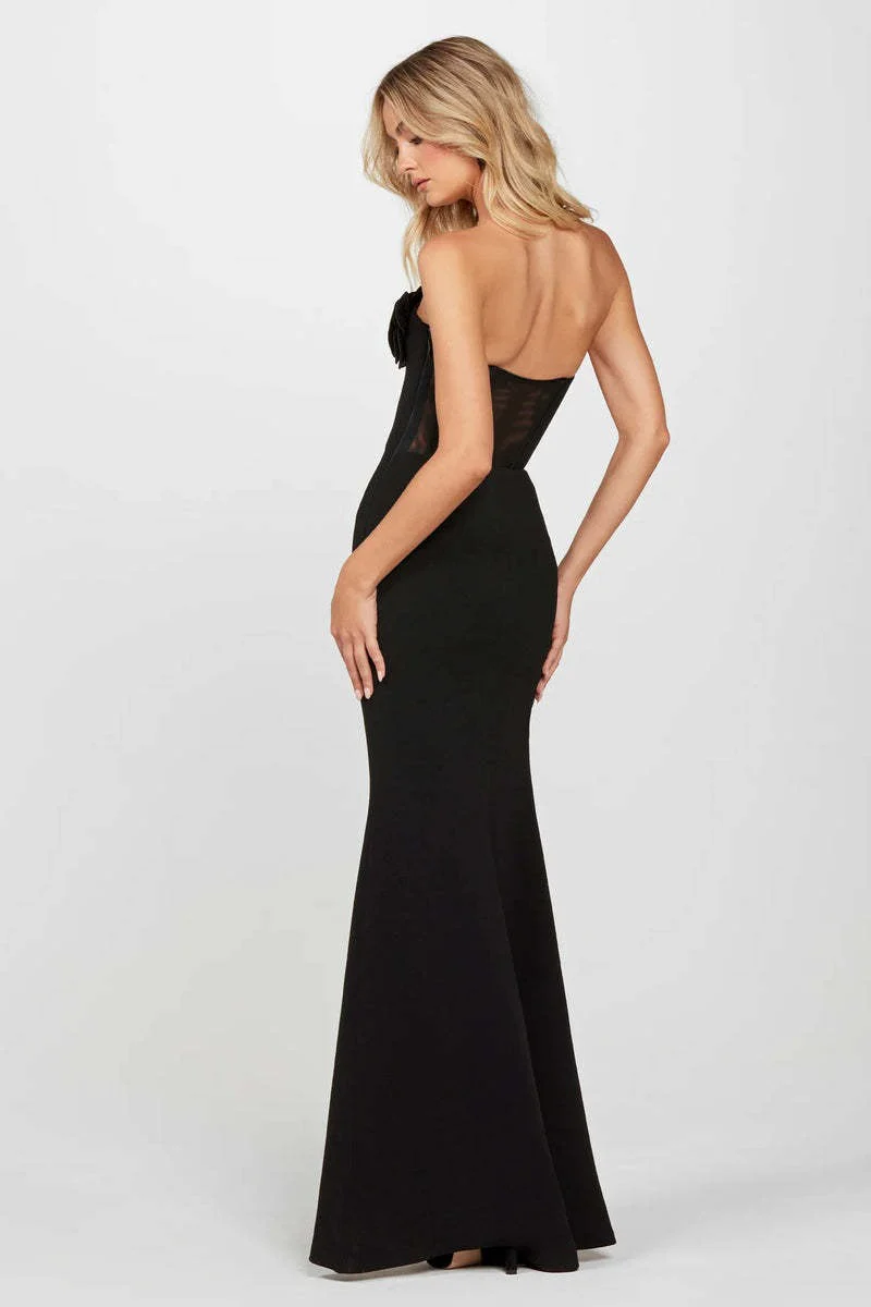 3D Floral Strapless High Slit Elegant Party Dress - Image 3