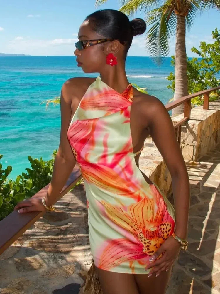 3D Flower Backless Bodycon Mini Dress - Image 3