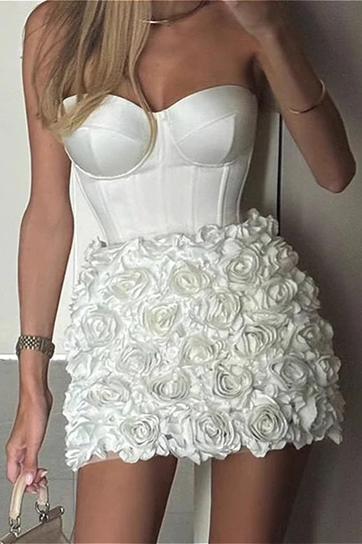 3D Flower Strapless Elegant Party Dress - Image 5