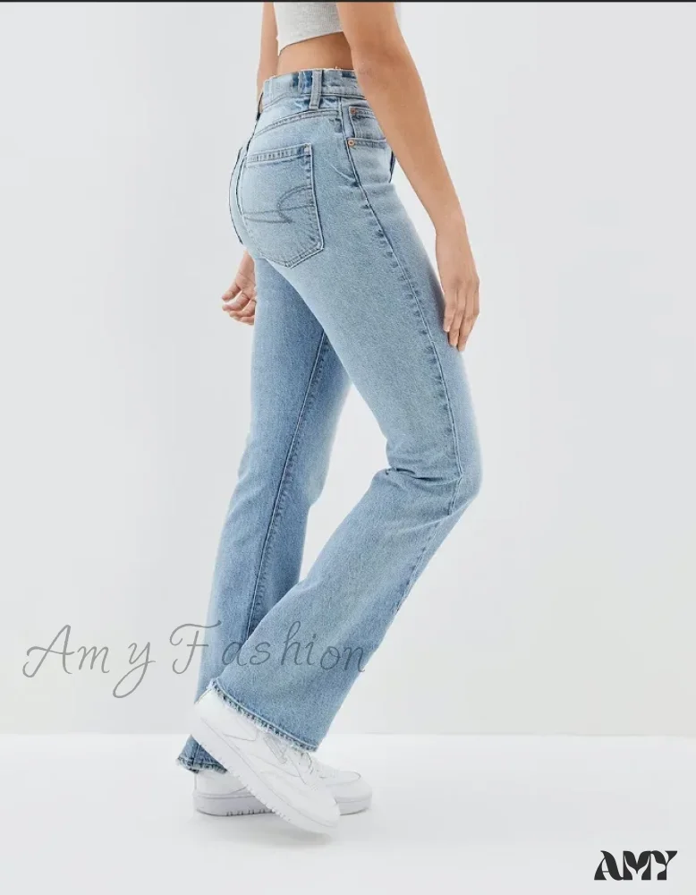Amy Fashion - 2024 New Slit Slim Flare Women's High Waist Fashion Flared Pants Streetwear Jean - Image 4