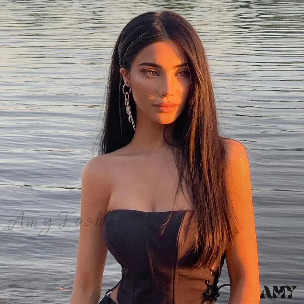 AMY - Off Shoulder Strapless Lace Up Bustier Corset Crop Top - Image 3