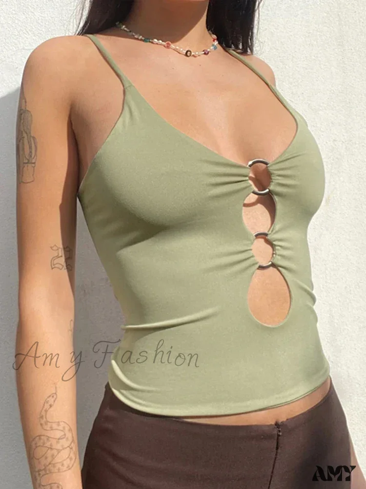 AMY FASHION - Solid Backless Hollow Out Sexy Fitness Camisole Crop Top - Image 8