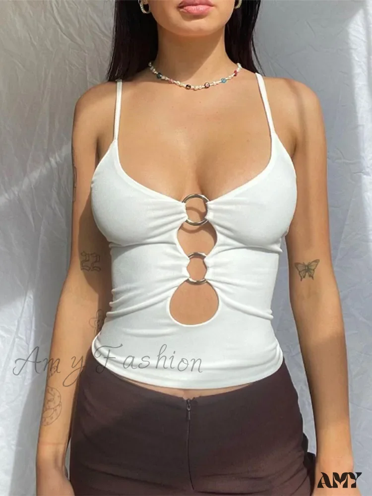 AMY FASHION - Solid Backless Hollow Out Sexy Fitness Camisole Crop Top - Image 9