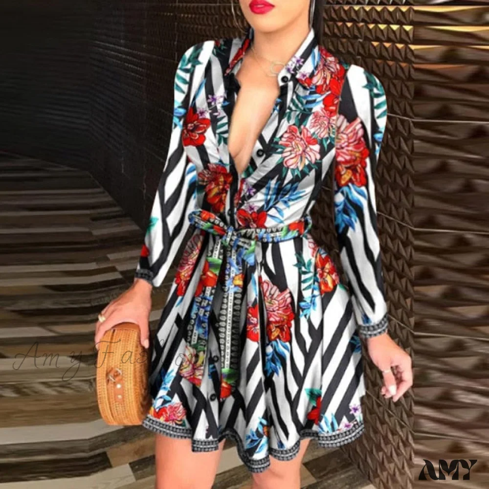 Amy Fashion - Elegant Turn-down Collar Long Sleeve Party Dresses - Image 3