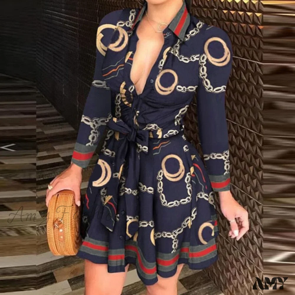 Amy Fashion - Elegant Turn-down Collar Long Sleeve Party Dresses - Image 4