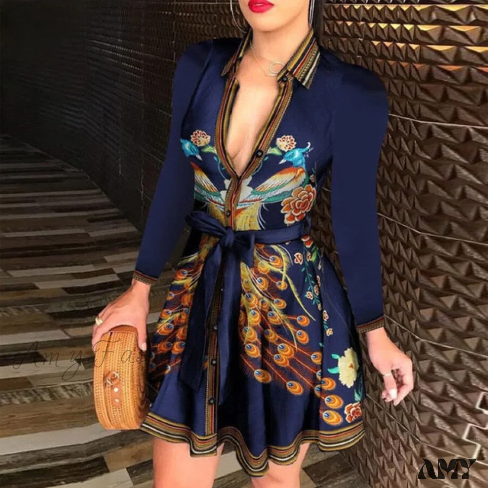 Amy Fashion - Elegant Turn-down Collar Long Sleeve Party Dresses - Image 5
