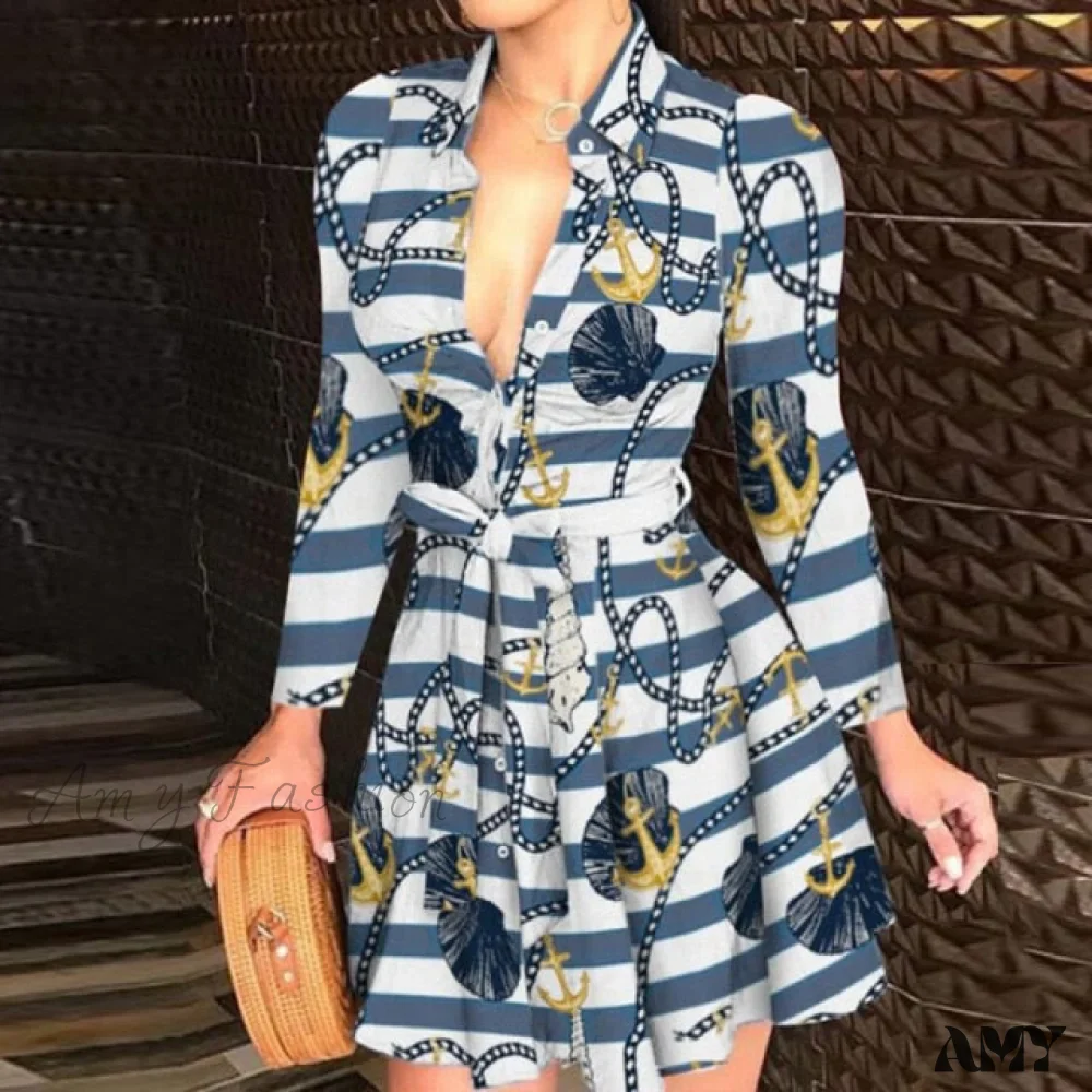 Amy Fashion - Elegant Turn-down Collar Long Sleeve Party Dresses - Image 7