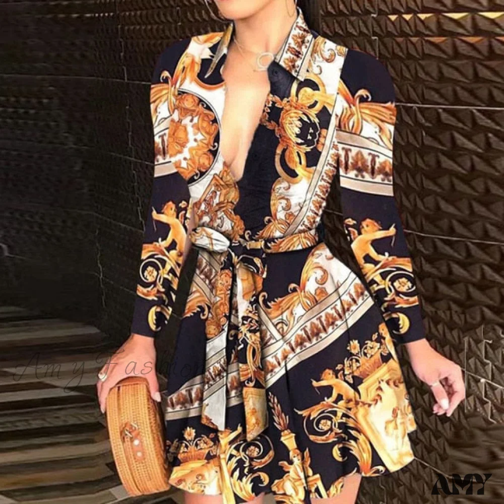 Amy Fashion - Elegant Turn-down Collar Long Sleeve Party Dresses - Image 8