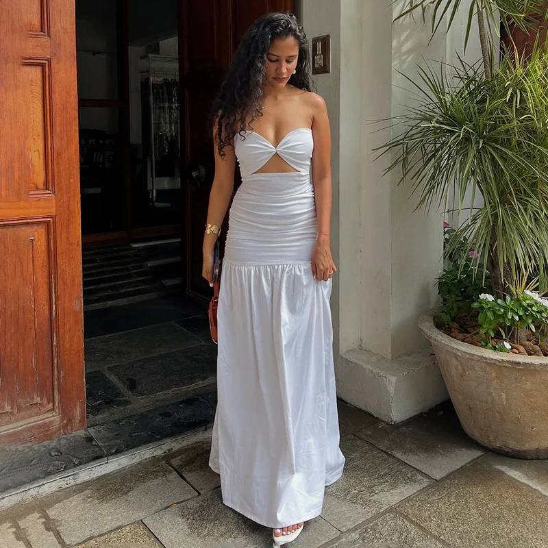 Beach Vacation Strapless Hollow Prom Dress - Image 3
