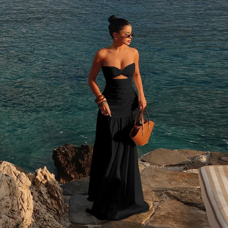 Beach Vacation Strapless Hollow Prom Dress - Image 5
