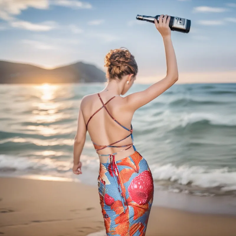 Beaded Contrast Floral Cami Vacation Dress - Image 4