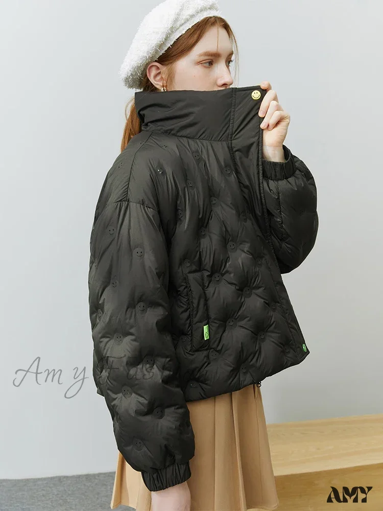 Black White Duck Down Full Sleeve Casual Coat - Image 2