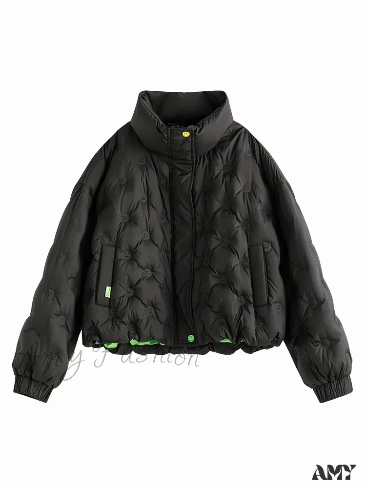 Black White Duck Down Full Sleeve Casual Coat - Image 5