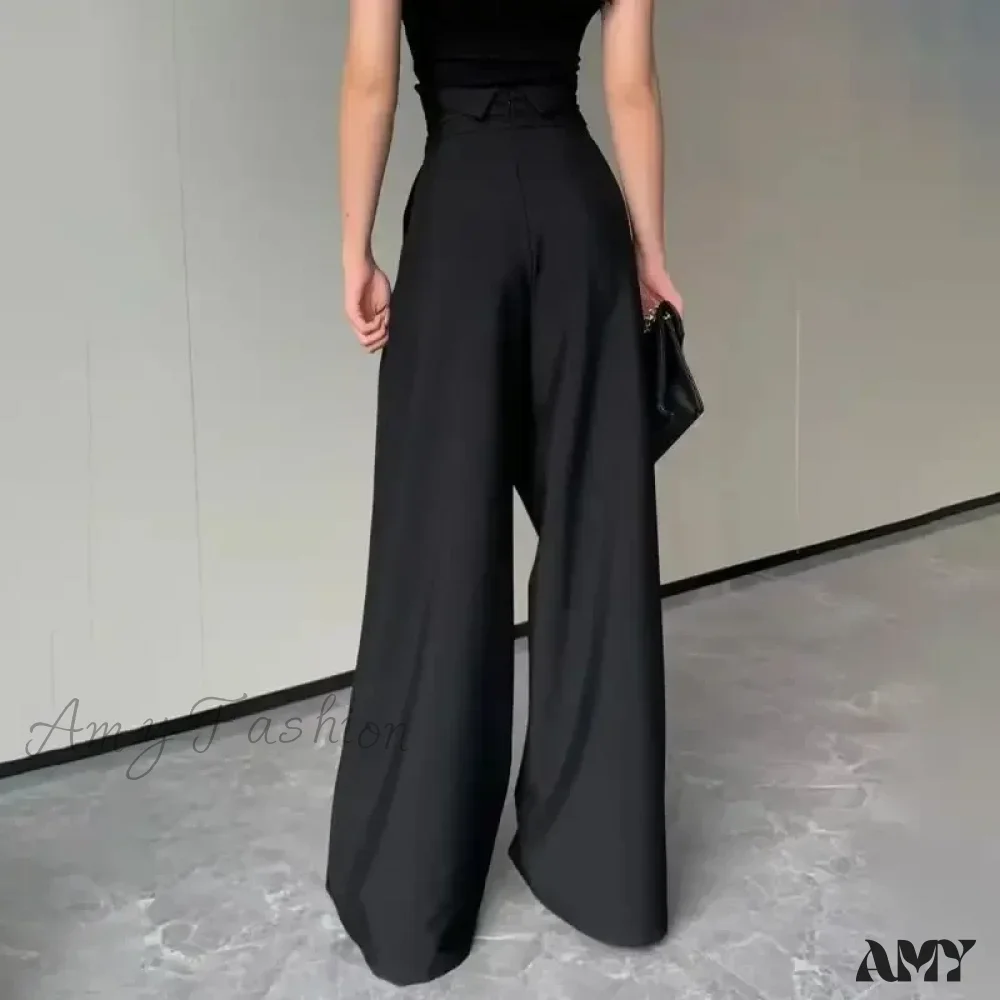 Black Wide Slimming Magic High Waist Loose Straight Drooping Casual Trouser - Image 2