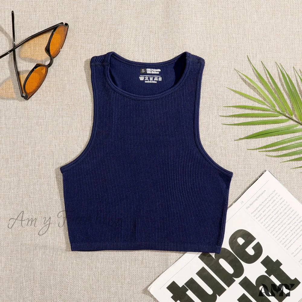 Amy Fashion - Solid Basic Seamless Streetwear Tank Tops - Image 10