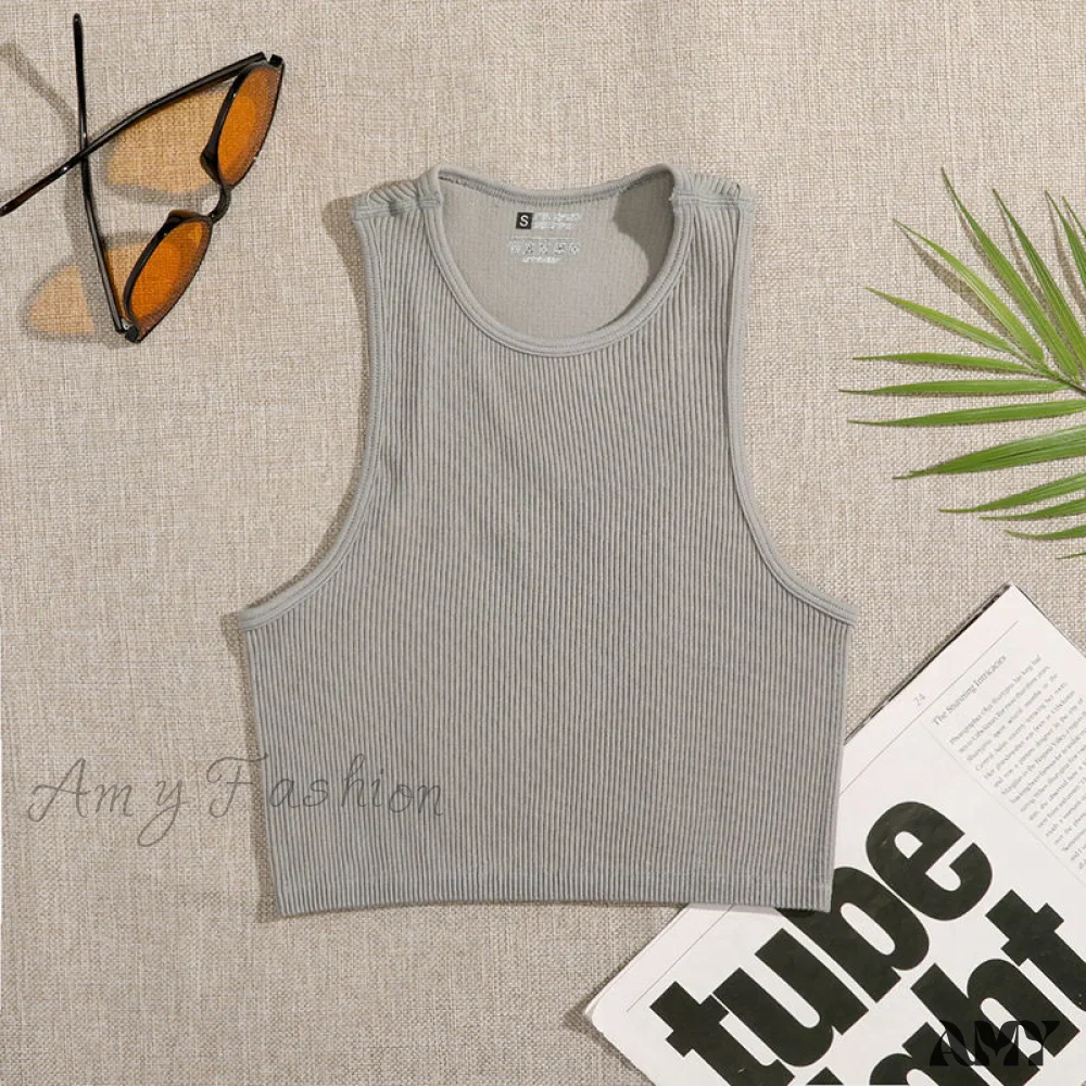 Amy Fashion - Solid Basic Seamless Streetwear Tank Tops - Image 11