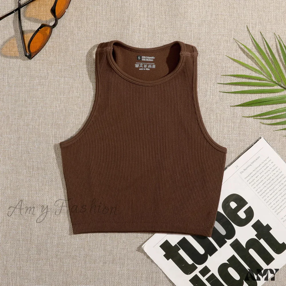 Amy Fashion - Solid Basic Seamless Streetwear Tank Tops - Image 12