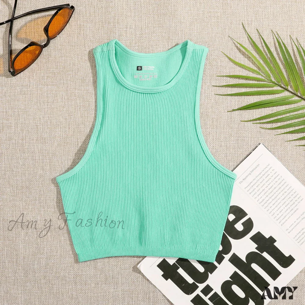 Amy Fashion - Solid Basic Seamless Streetwear Tank Tops - Image 13