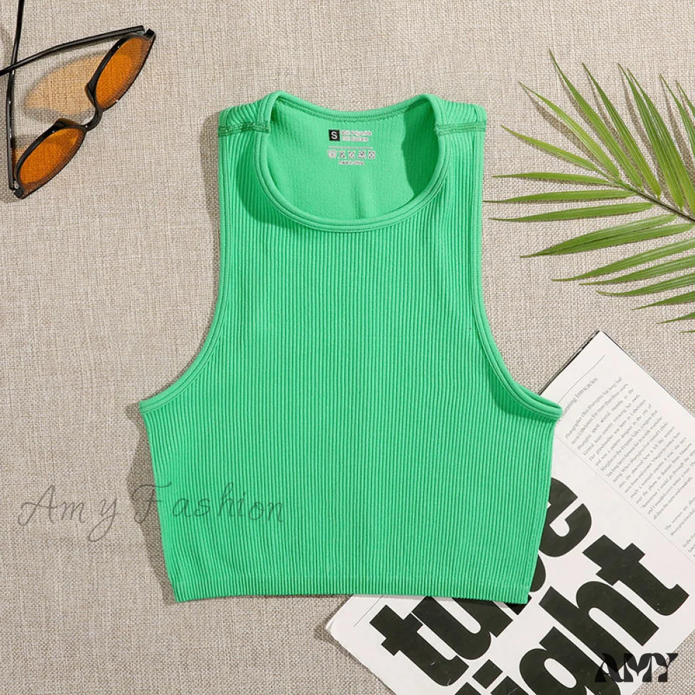 Amy Fashion - Solid Basic Seamless Streetwear Tank Tops - Image 15