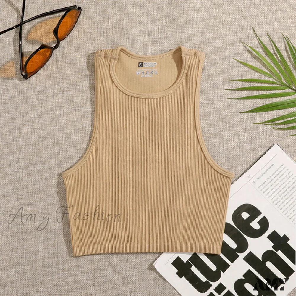 Amy Fashion - Solid Basic Seamless Streetwear Tank Tops - Image 16