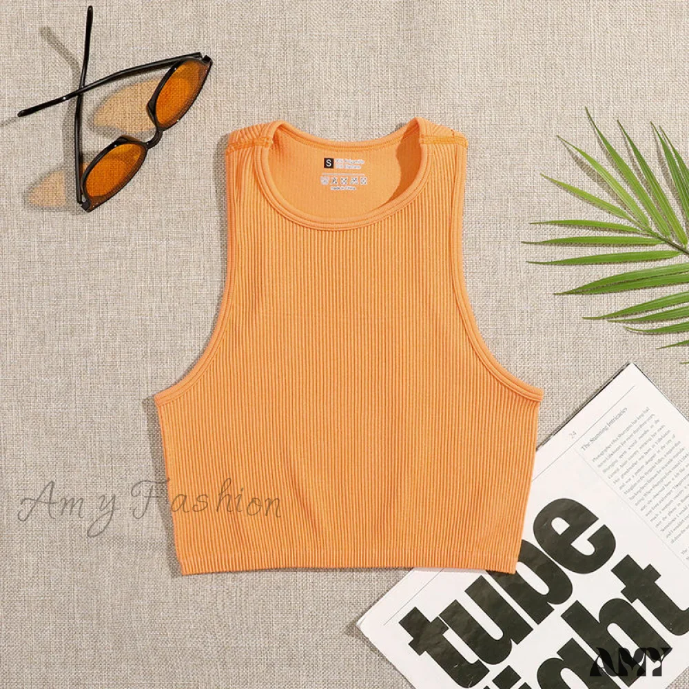 Amy Fashion - Solid Basic Seamless Streetwear Tank Tops - Image 17