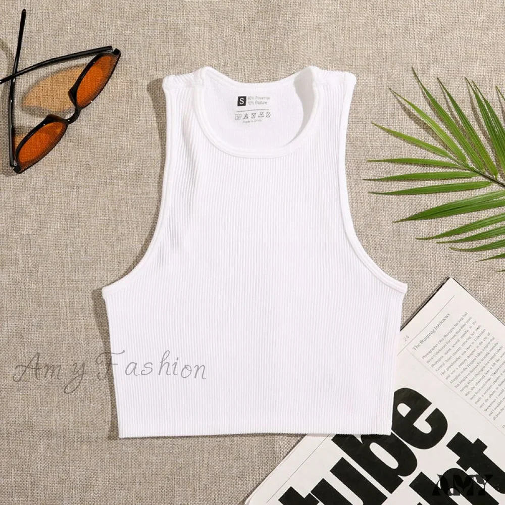 Amy Fashion - Solid Basic Seamless Streetwear Tank Tops - Image 20